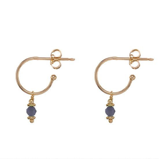 Orecchini Alisia in argento dorato e pietra spinello pendente MISURA UNICA