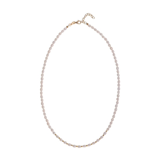 Collana Alisia perle bianche ovali e sfere in argento dorato MISURA UNICA