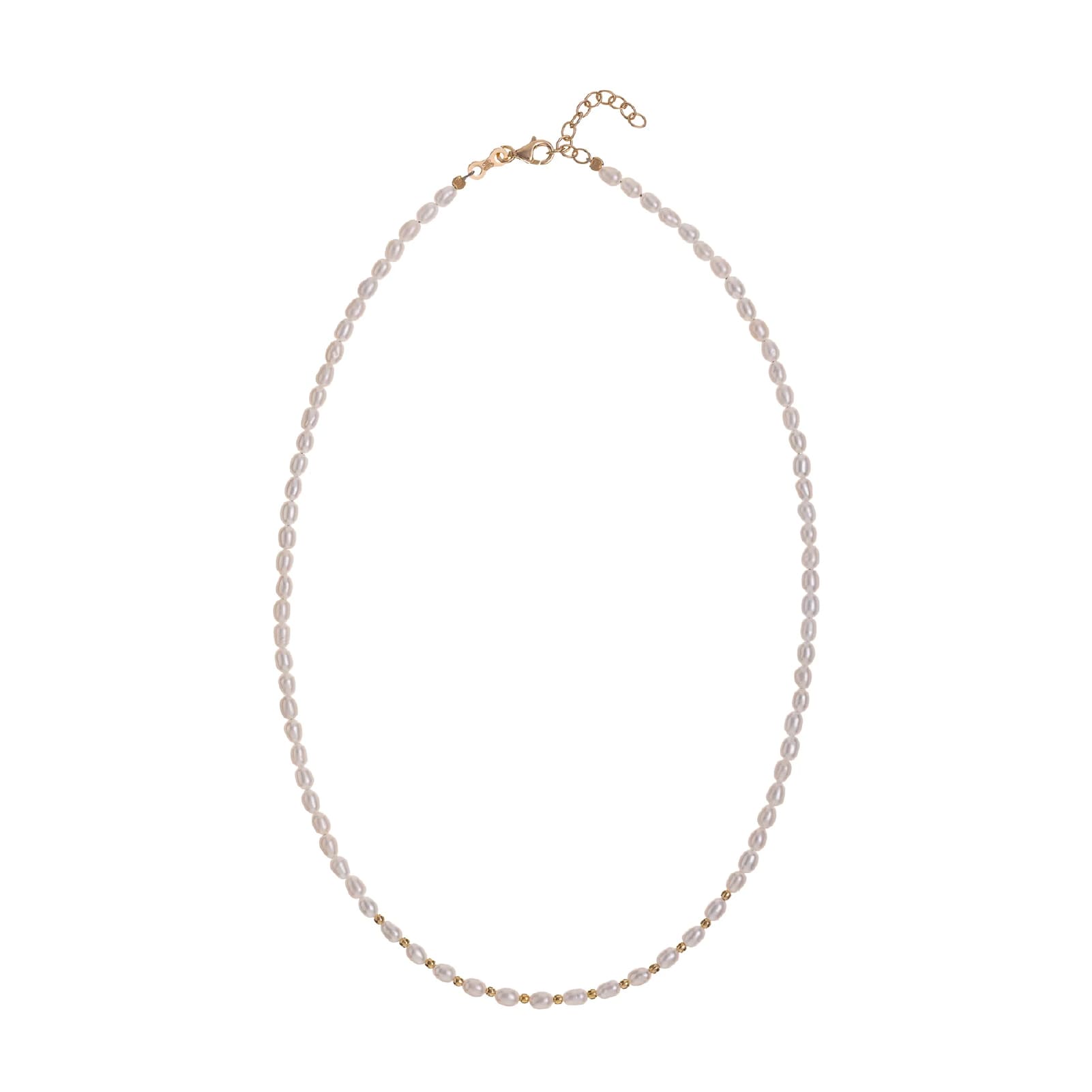 Collana Alisia perle bianche ovali e sfere in argento dorato MISURA UNICA