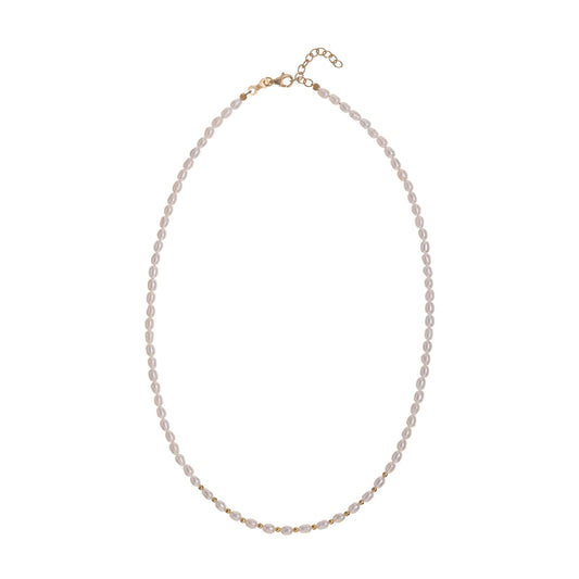 Collana Alisia perle bianche ovali e sfere in argento dorato MISURA UNICA