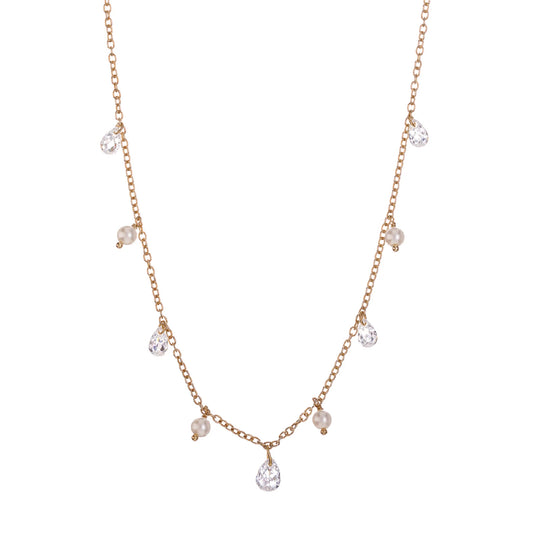 Collana da donna Alisia in argento dorato perle e zirconi MISURA UNICA