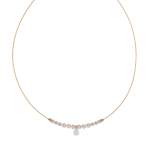 Collana da donna Alisia in argento con perle e zircone MISURA UNICA