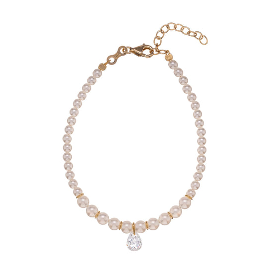 Bracciale da donna Alisia in argento con perle e zircone Regolabile 15,5-18,5 cm