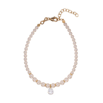 Bracciale da donna Alisia in argento con perle e zircone Regolabile 15,5-18,5 cm