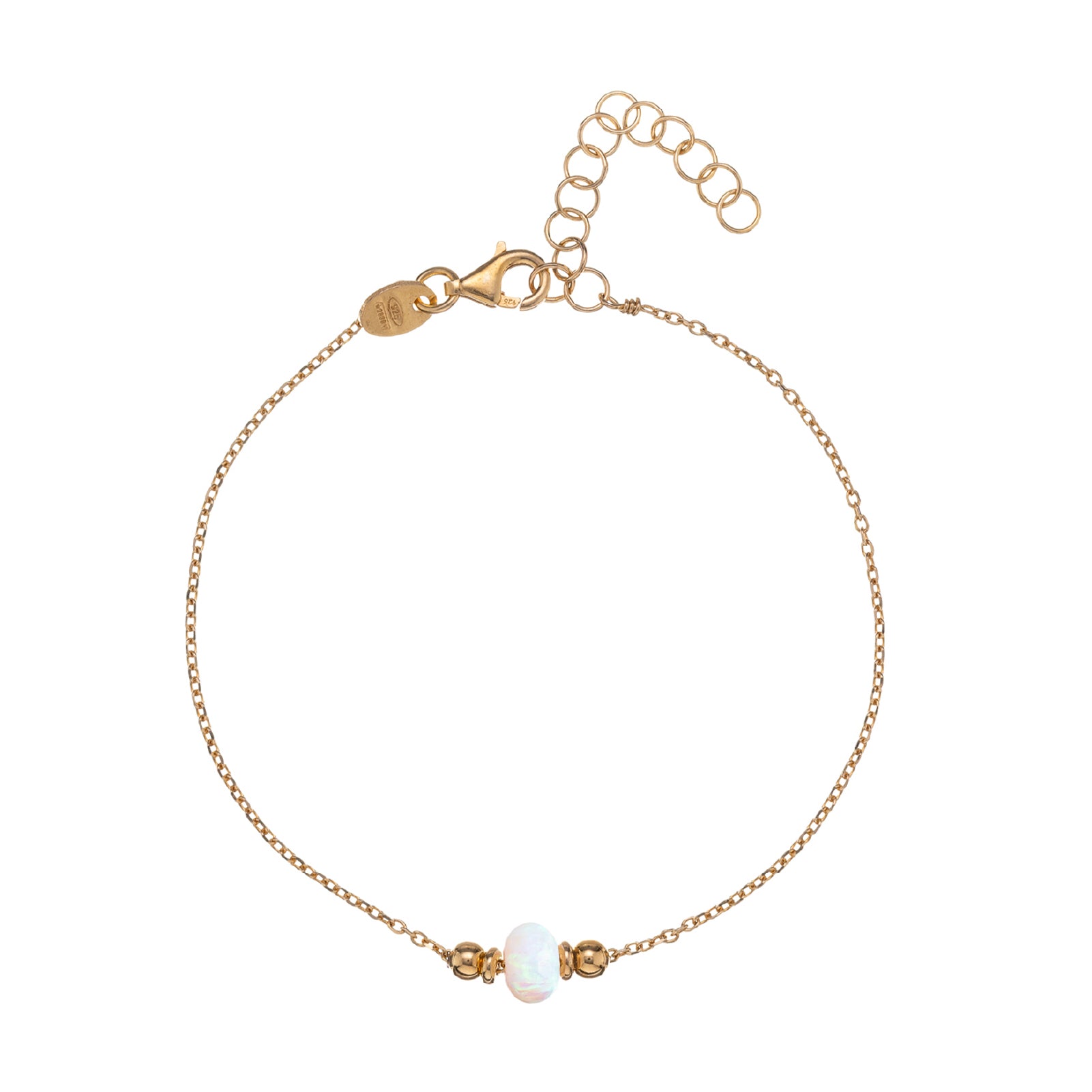 Bracciale da donna Alisia in argento dorato con opale Regolabile 15,5-18,5 cm