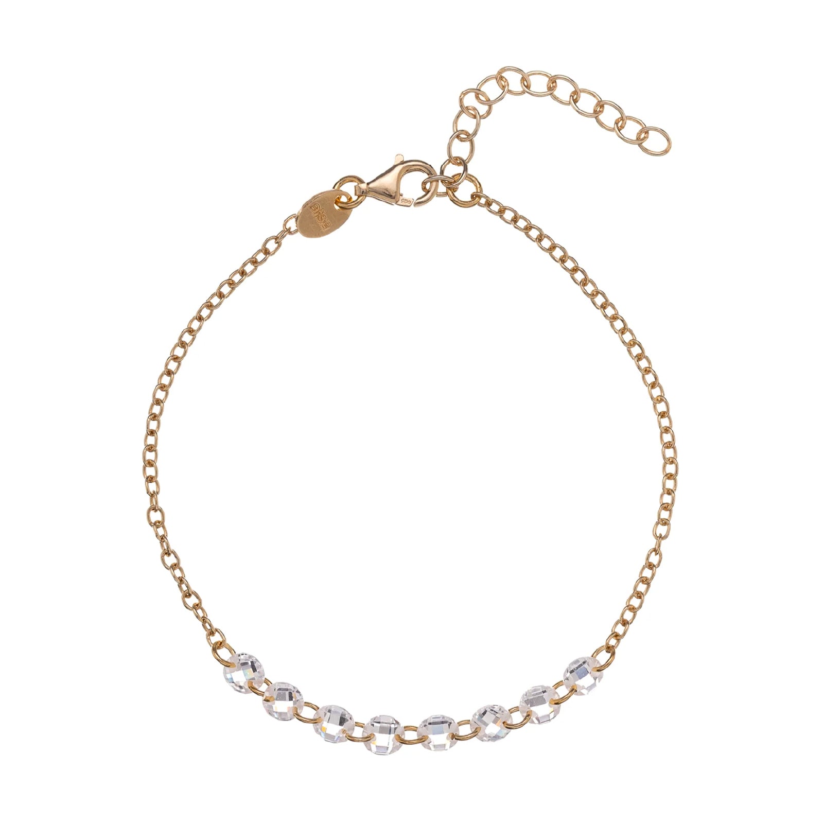 Bracciale da donna Alisia in argento dorato con zirconi Regolabile 15,5-18,5 cm