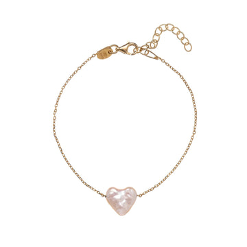 Bracciale Alisia in argento dorato con perla a forma di cuore Regolabile 15,5-18,5 cm