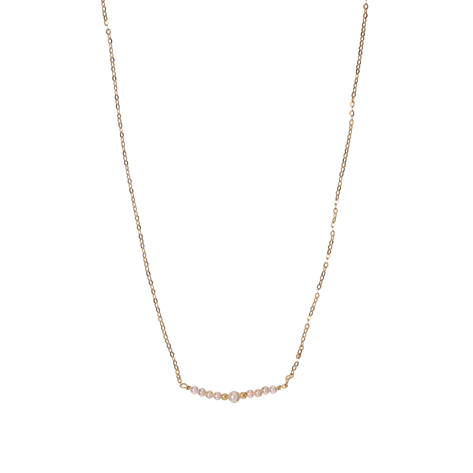 Collana Alisia catena in argento dorato e perle mini centrali MISURA UNICA