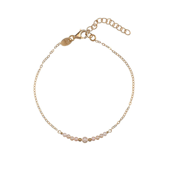 Bracciale Alisia catena argento dorato e perle mini centrali Regolabile 15,5-18,5 cm