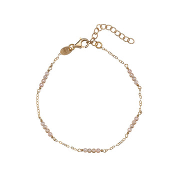 Bracciale Alisia catena argento dorato e perle mini alternate Regolabile 15,5-18,5 cm