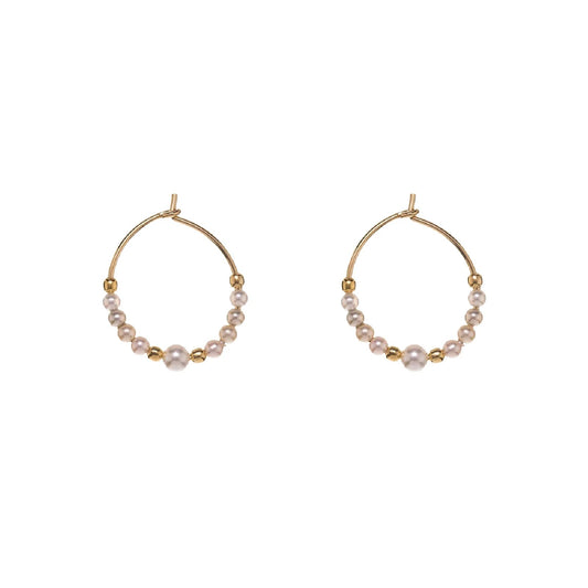Orecchini cerchio Alisia sfere in argento dorato e perle mini MISURA UNICA