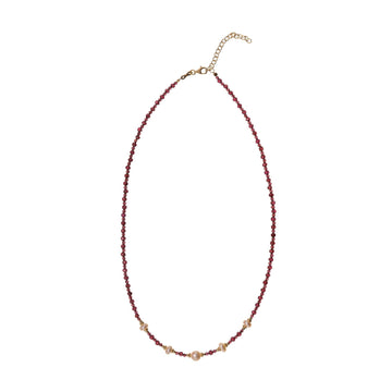 Collana Alisia in argento dorato pietre di granato e perle MISURA UNICA