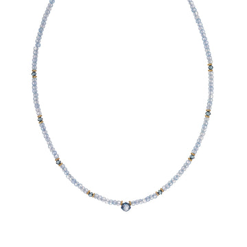 Collana Alisia in argento dorato con zirconi e pietre blu MISURA UNICA