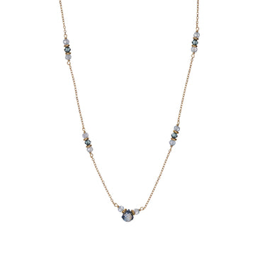 Collana catena Alisia in argento dorato zirconi e pietre blu MISURA UNICA