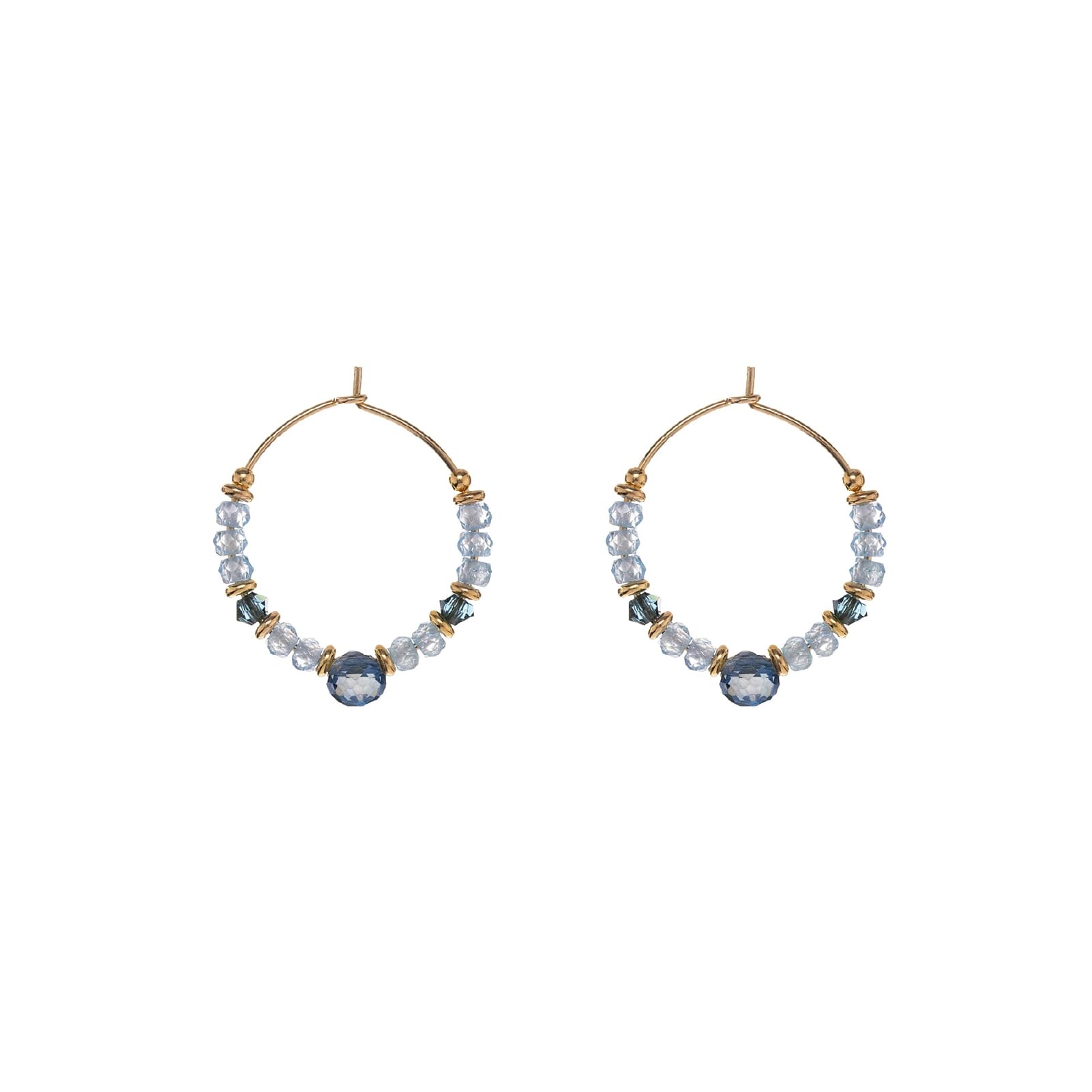 Orecchini a cerchio Alisia in argento dorato con zircone blu MISURA UNICA