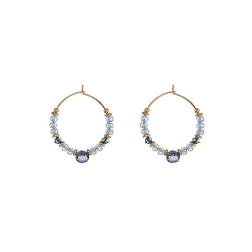 Orecchini a cerchio Alisia in argento dorato con zircone blu MISURA UNICA