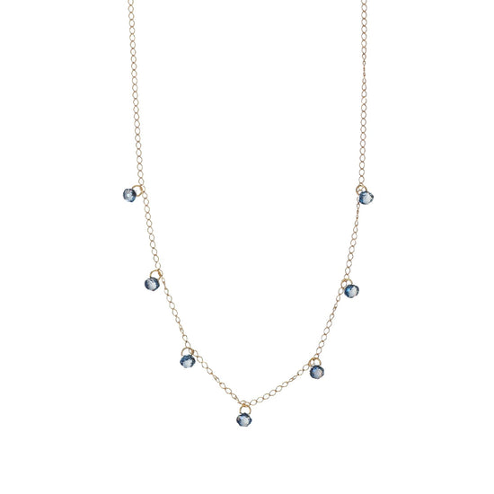Collana Alisia in argento dorato con zirconi blu pendenti MISURA UNICA