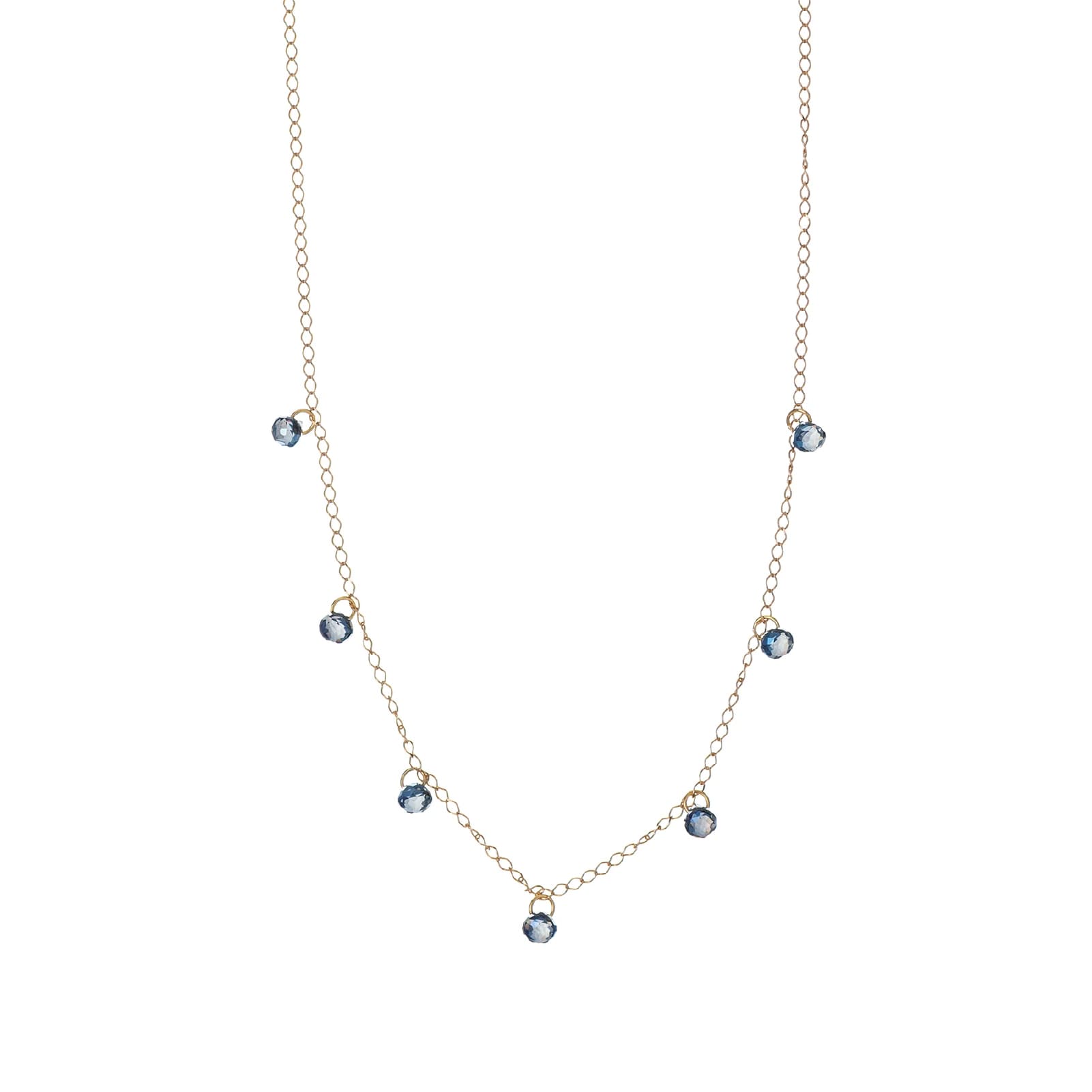 Collana Alisia in argento dorato con zirconi blu pendenti MISURA UNICA
