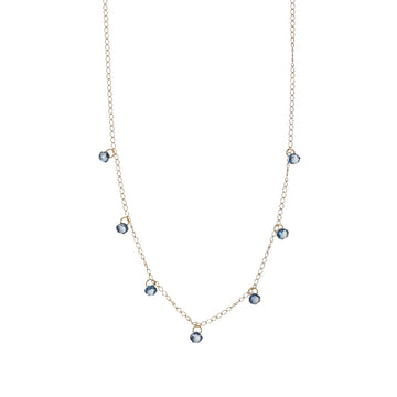 Collana Alisia in argento dorato con zirconi blu pendenti MISURA UNICA