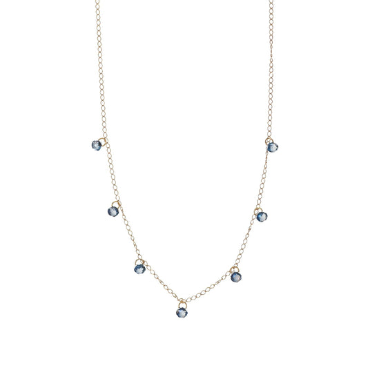 Collana Alisia in argento dorato con zirconi blu pendenti MISURA UNICA