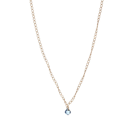 Collana Alisia in argento dorato con zircone blu centrale MISURA UNICA
