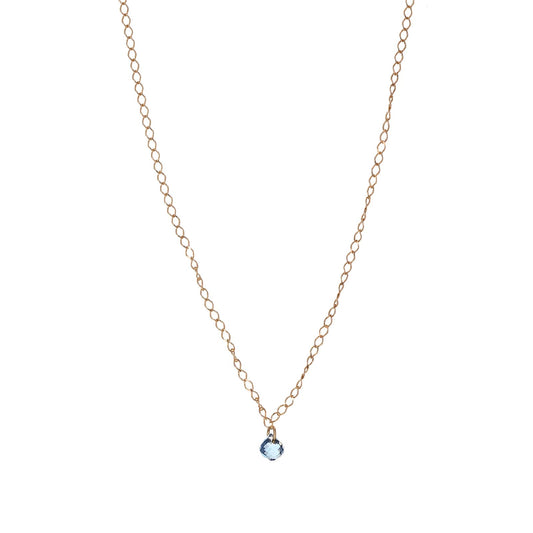 Collana Alisia in argento dorato con zircone blu centrale MISURA UNICA