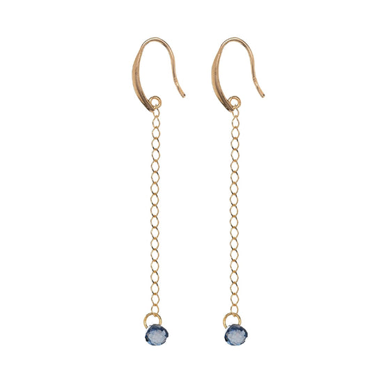 Orecchini Alisia in argento dorato con zircone blu pendente MISURA UNICA