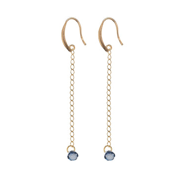 Orecchini Alisia in argento dorato con zircone blu pendente MISURA UNICA