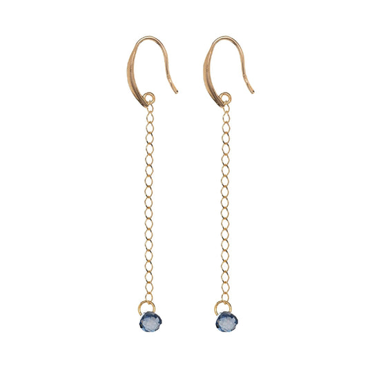 Orecchini Alisia in argento dorato con zircone blu pendente MISURA UNICA