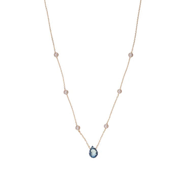 Collana Alisia in argento dorato con perle e zircone blu MISURA UNICA
