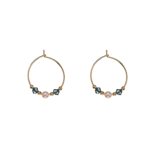 Orecchini cerchio piccoli Alisia argento dorato perle zirconi MISURA UNICA