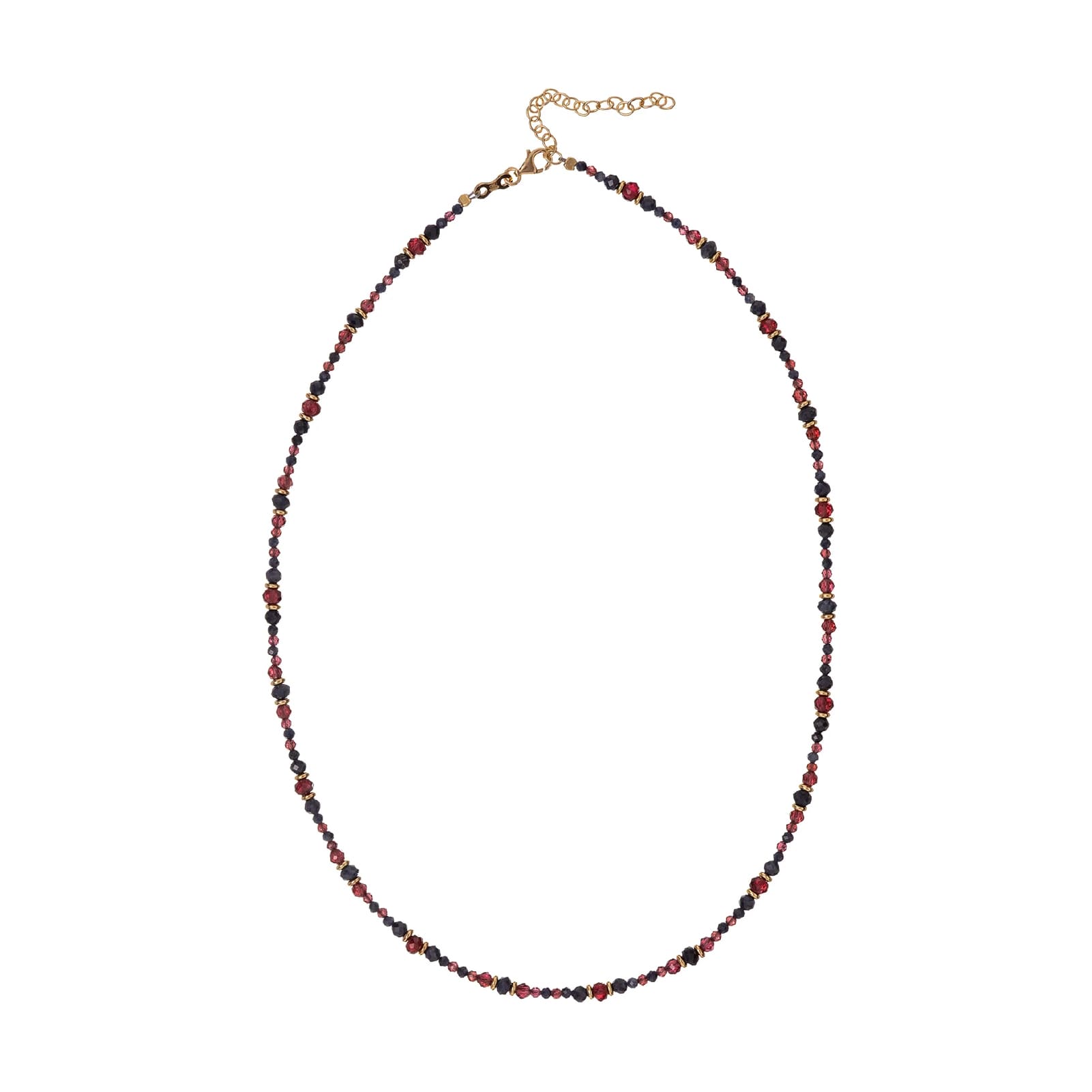 Collana girocollo Alisia argento dorato con granato e zaffiro MISURA UNICA