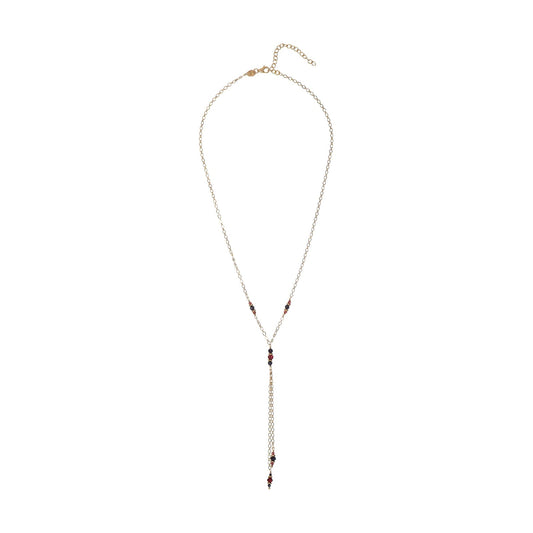 Collana Y Alisia in argento dorato con granato e zaffiro MISURA UNICA