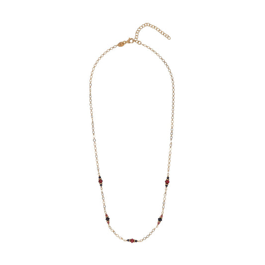 Collana catena Alisia in argento dorato con granato e zaffiro MISURA UNICA