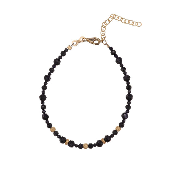 Bracciale Alisia argento dorato con pietre e sfere satinate Regolabile 15,5-18,5 cm