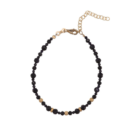 Bracciale Alisia argento dorato con pietre e sfere satinate Regolabile 15,5-18,5 cm