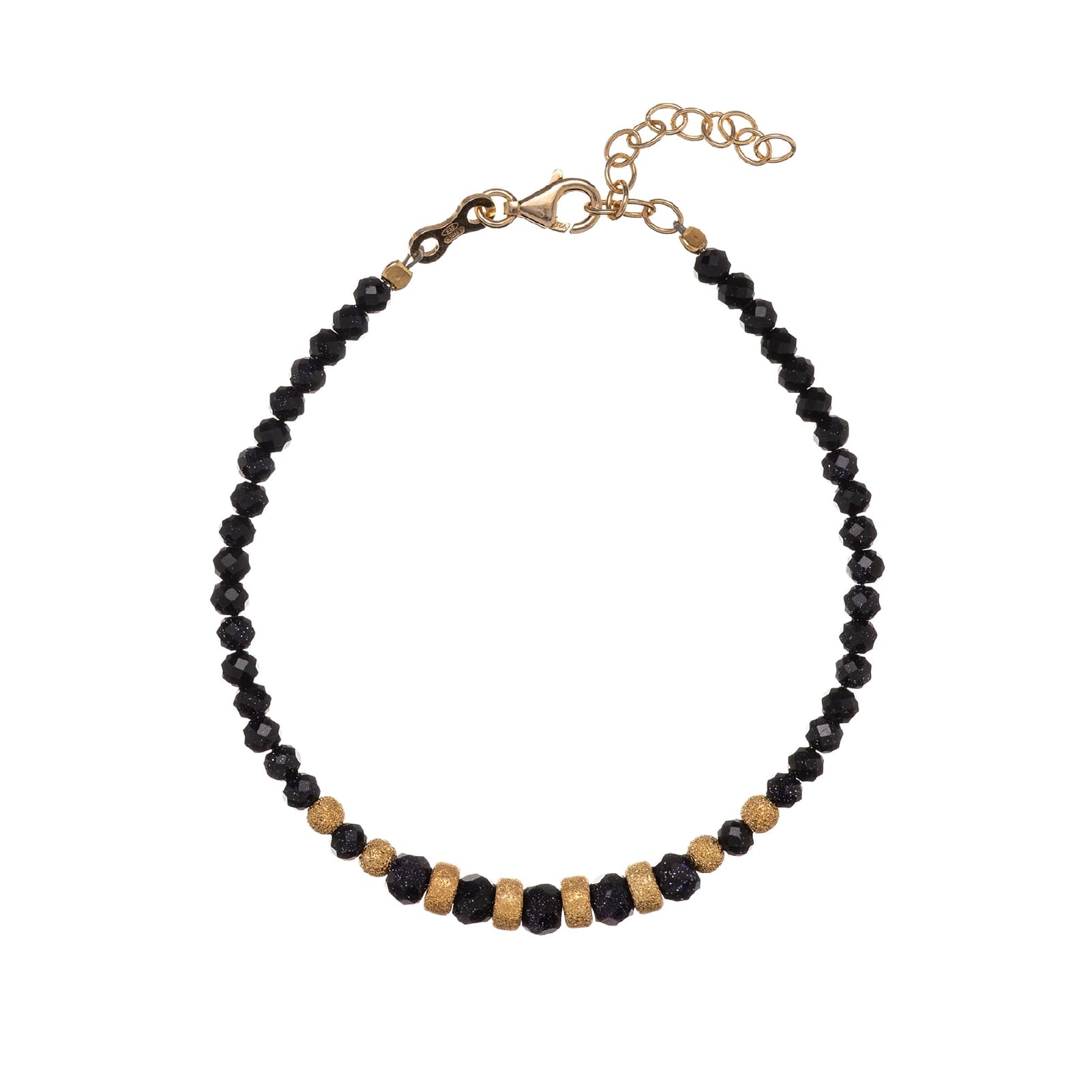 Bracciale Alisia argento dorato pietre ed elementi satinati Regolabile 15,5-18,5 cm