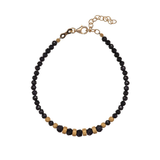 Bracciale Alisia argento dorato pietre ed elementi satinati Regolabile 15,5-18,5 cm