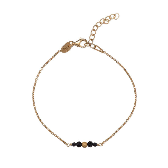 Bracciale Alisia argento dorato barretta con pietre e sfera Regolabile 15,5-18,5 cm