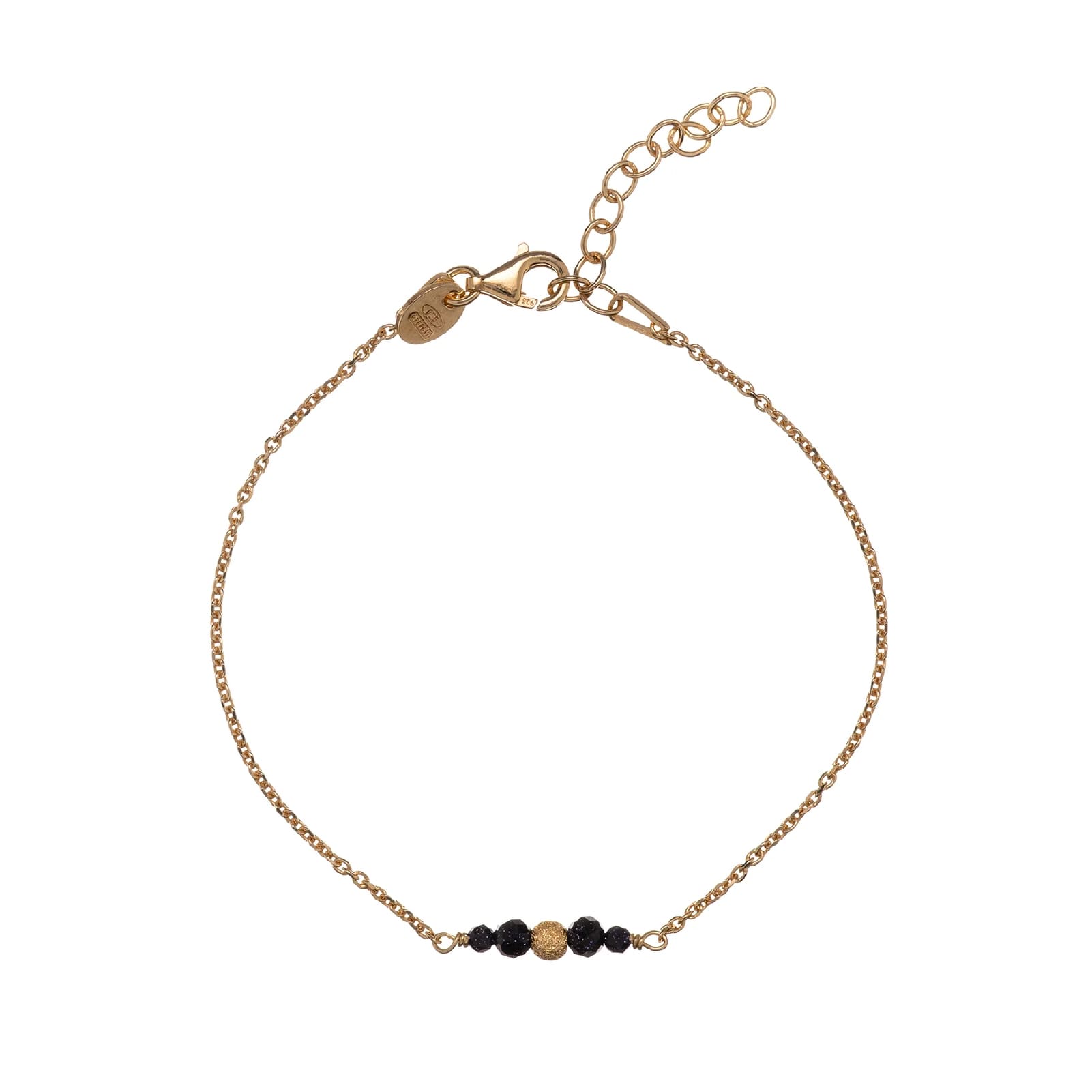 Bracciale Alisia argento dorato barretta con pietre e sfera Regolabile 15,5-18,5 cm