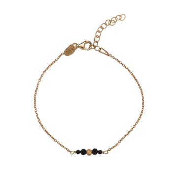 Bracciale Alisia argento dorato barretta con pietre e sfera Regolabile 15,5-18,5 cm