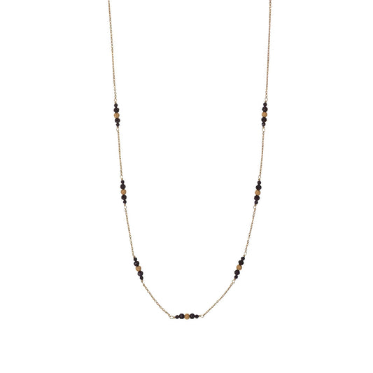 Collana catena Alisia argento dorato pietre e sfere satinate MISURA UNICA