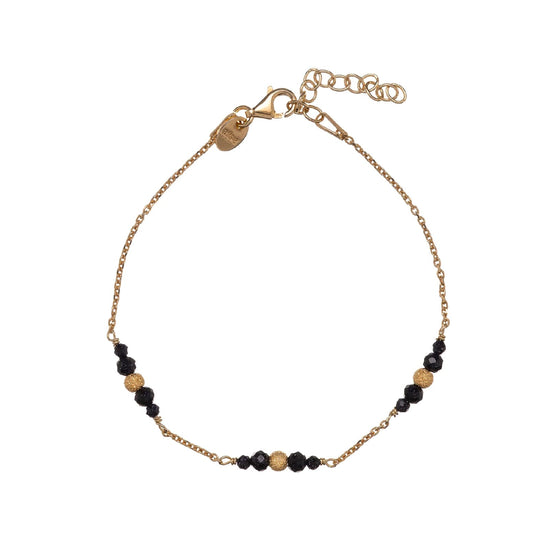 Bracciale Alisia in argento dorato pietre e sfere alternate Regolabile 15,5-18,5 cm