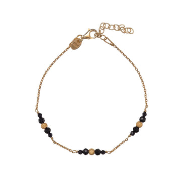 Bracciale Alisia in argento dorato pietre e sfere alternate Regolabile 15,5-18,5 cm