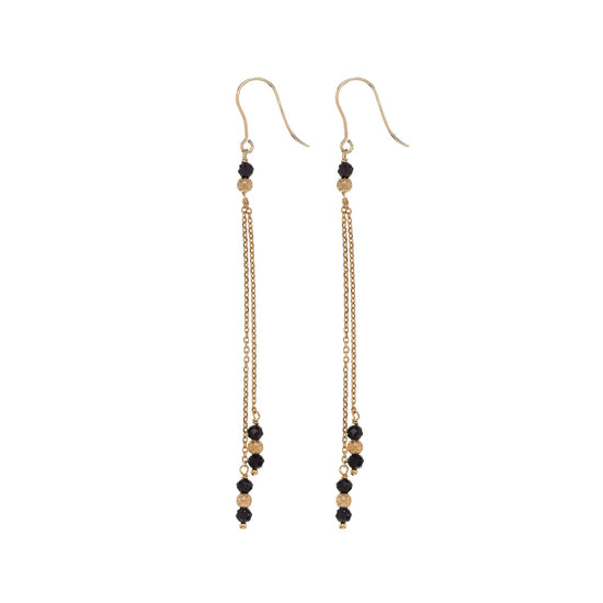 Orecchini Alisia in argento dorato catene con pietre e sfere MISURA UNICA