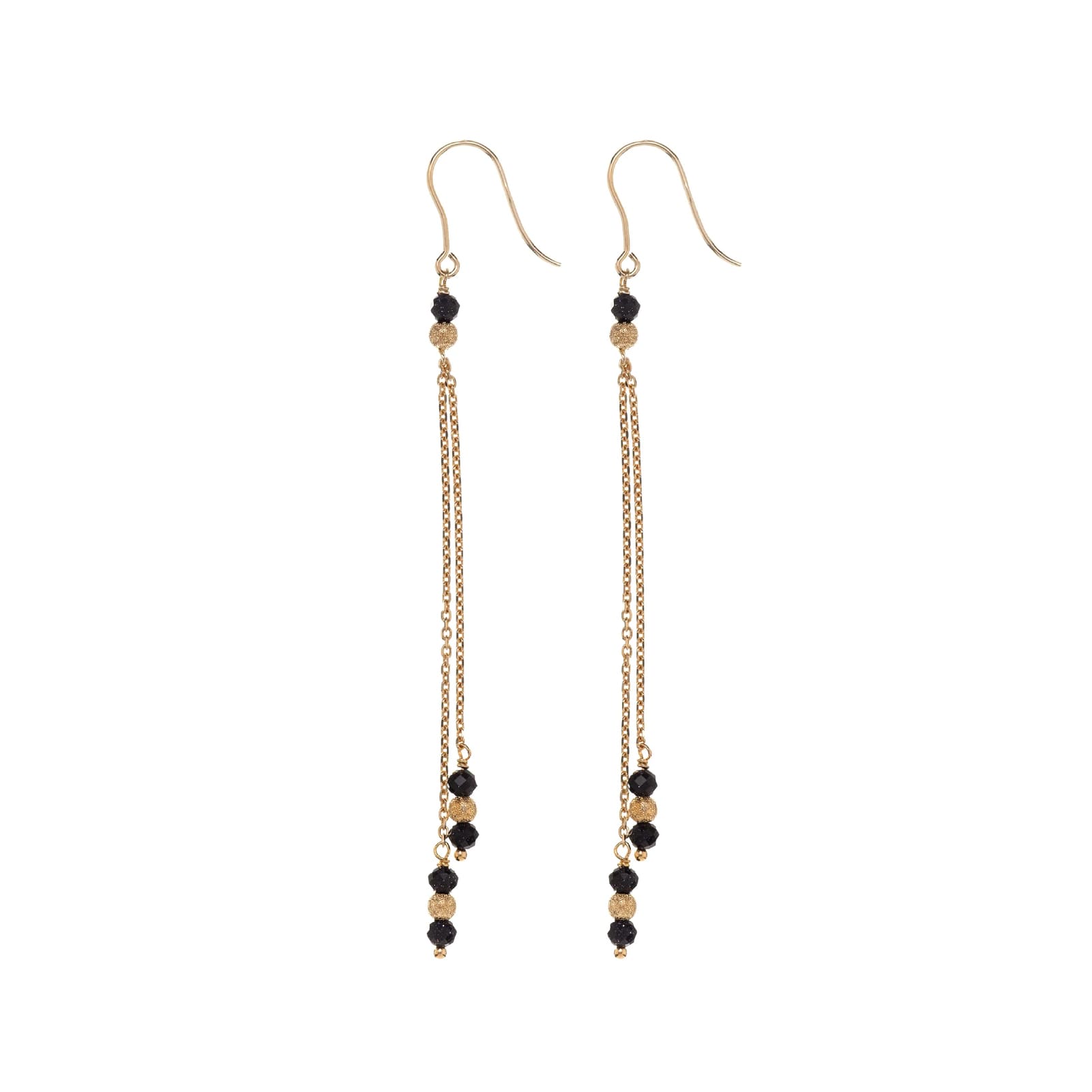 Orecchini Alisia in argento dorato catene con pietre e sfere MISURA UNICA