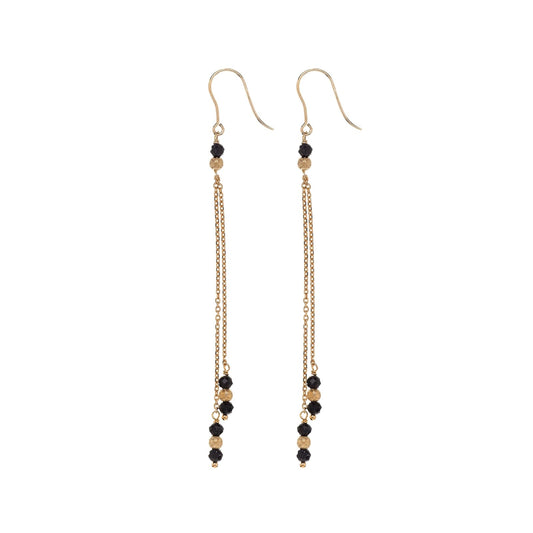 Orecchini Alisia in argento dorato catene con pietre e sfere MISURA UNICA