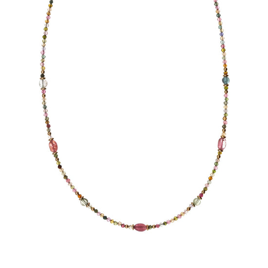 Collana Alisia argento dorato tormaline sfaccettate e ovali MISURA UNICA