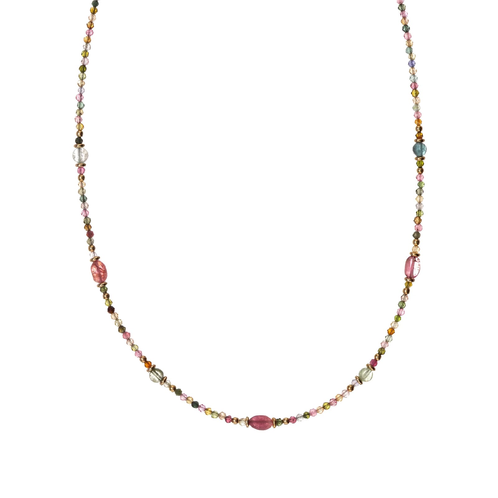 Collana Alisia argento dorato tormaline sfaccettate e ovali MISURA UNICA