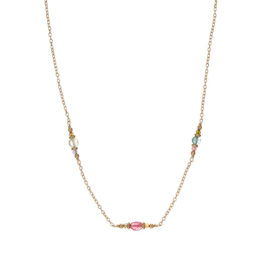 Collana catena Alisia argento dorato e tormaline sfaccettate MISURA UNICA